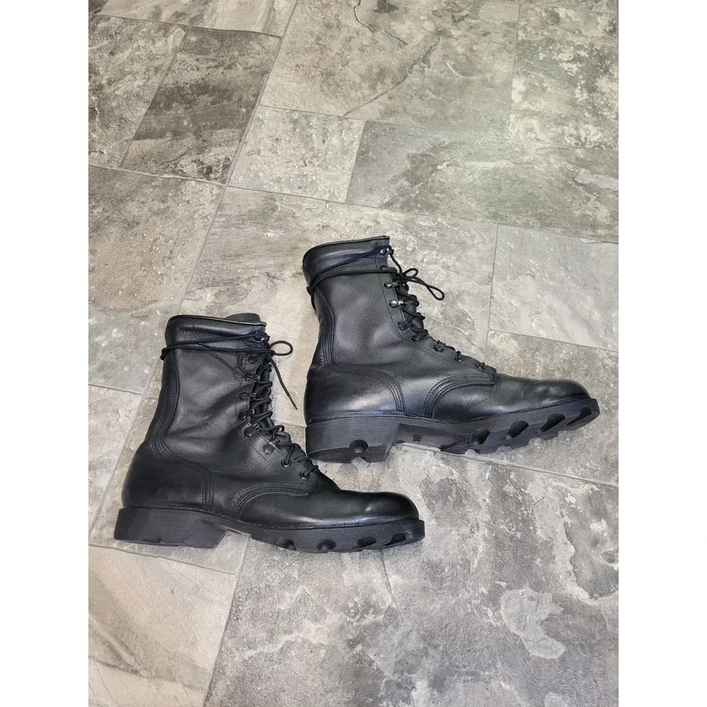 Ro-Search Combat Boots Black Leather Military Tactical‎ Lug Sole 10.5 R Men